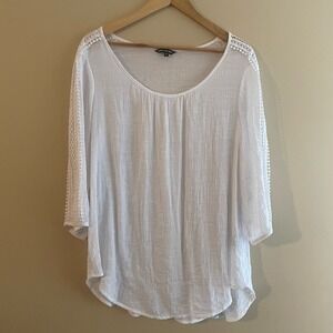 UNIQUE SPECTRUM Women's Size 1X Blouse Lace Detailing Summer Beach Vacation